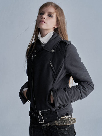Punk Black Belted Cotton Jacket【s0000019090】