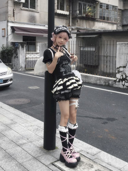 Black bubble sleeves T-shirt top【s0000012812】