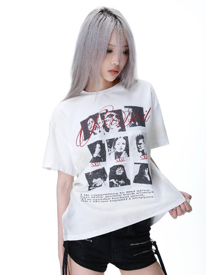 Portrait Vintage Printed T-Shirt【s0000017298】