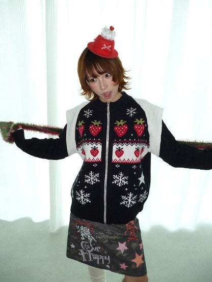 Strawberry Fair Isle Jacquard Sweater【s0000018669】