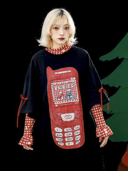 Original Pattern Drawstring Convertible T-Shirt Dress【s0000013932】