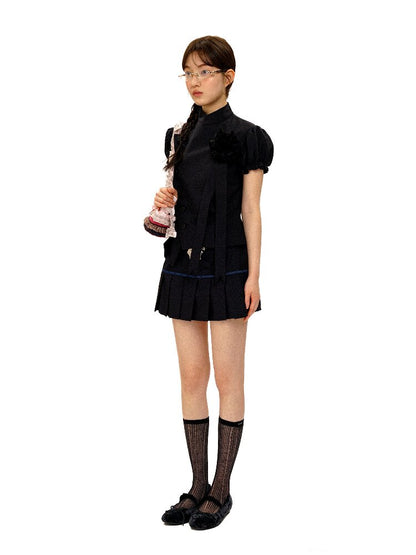 MDark Check Irregular Pleated Skirt【s0000016416】