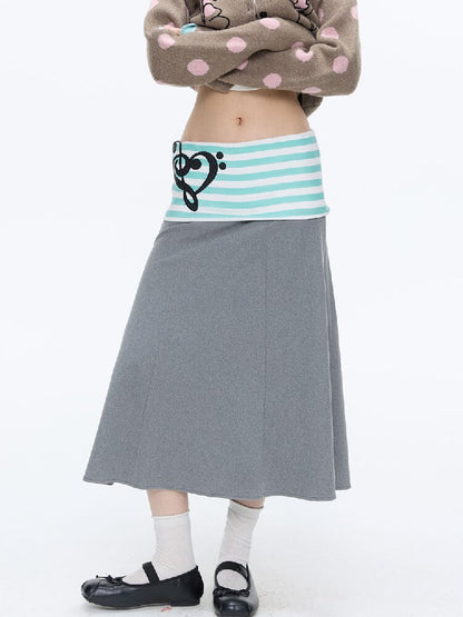 Color Blocking Striped Midi Skirt【s0000016383】