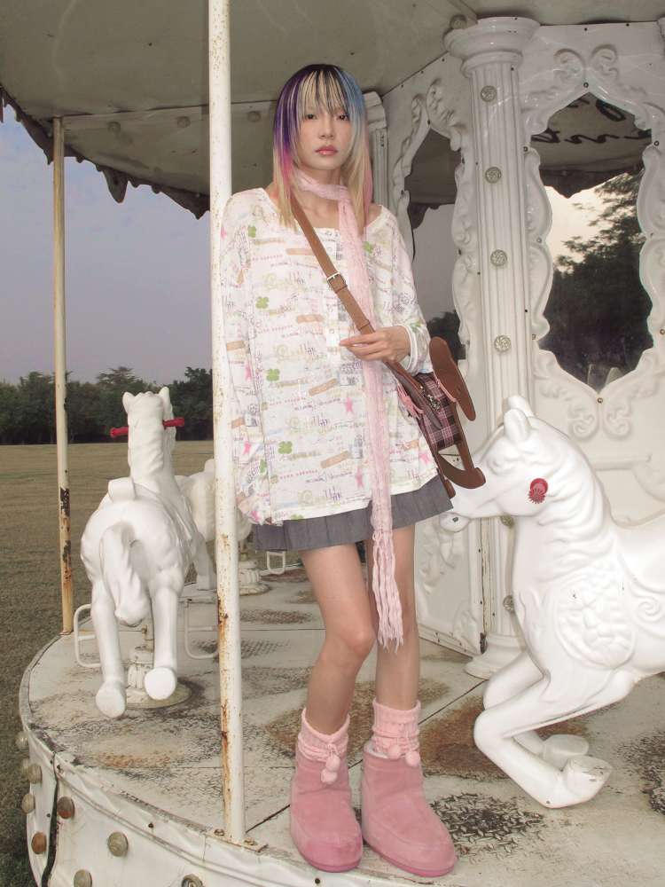 Horse Chinese Blessing Print Top【s0000015379】