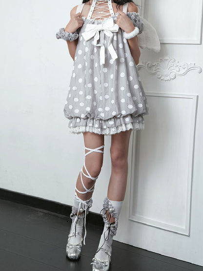 Original Girl Tie Polka Dot Dress【s0000018172】