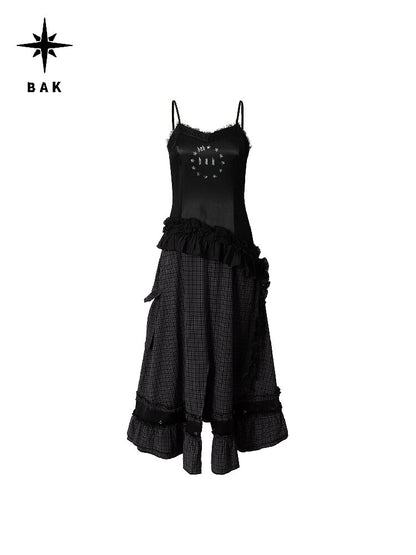 Plaid Patchwork Star Print Dress【s0000016686】