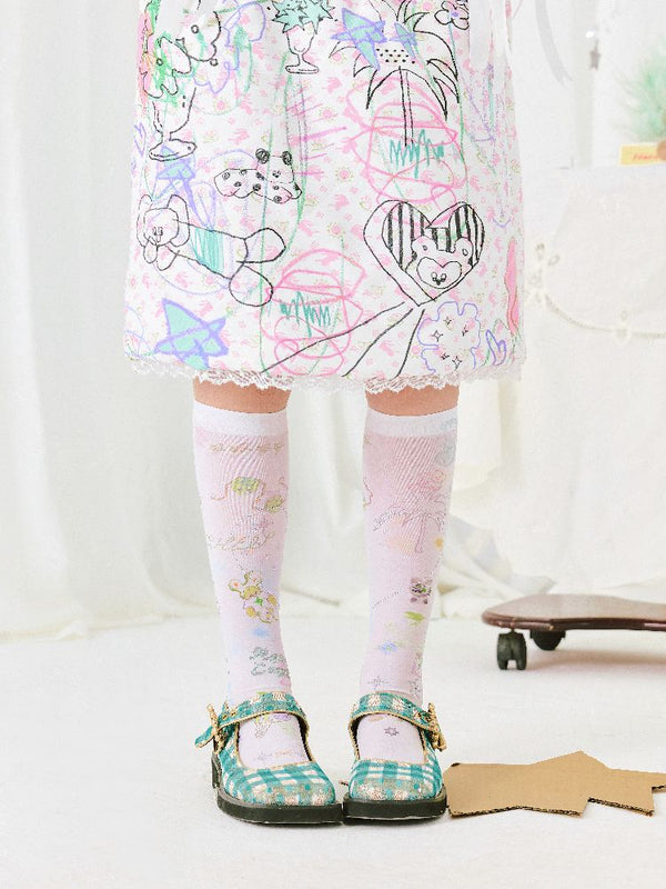 Drilling Velvet Mid-Calf Socks【s0000011945】