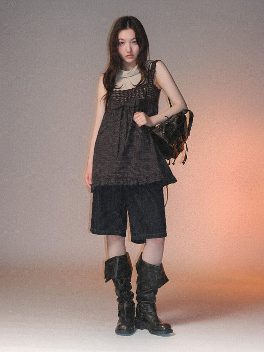 Wristhook Plaid Bow Slip Dress【s0000017937】