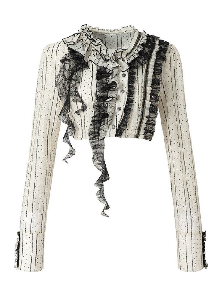 Vintage Lace Asymmetrical Shirt【s0000017987】