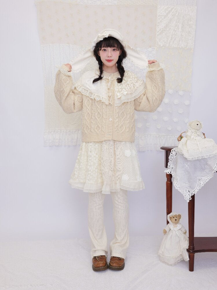 Handmade Lace Twist Knit Sweater【s0000016502】