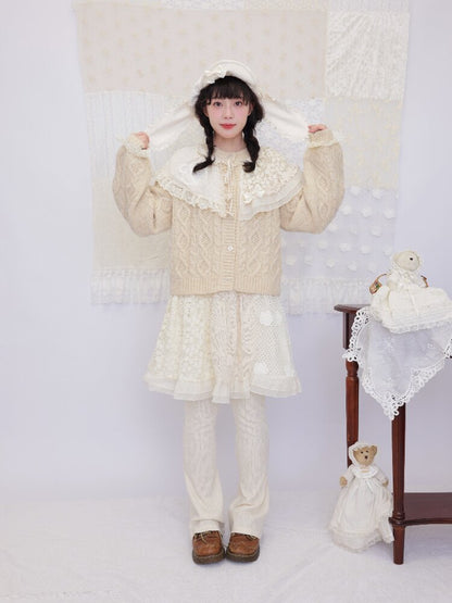 Handmade Lace Twist Knit Sweater【s0000016502】