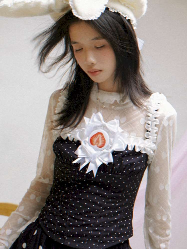 Strawberry Bow Rose Brooch Badge【s0000014942】