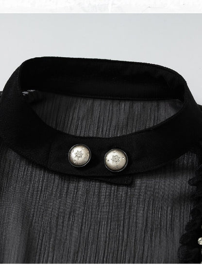 Shirring Deep V Chiffon Dress【s0000015932】