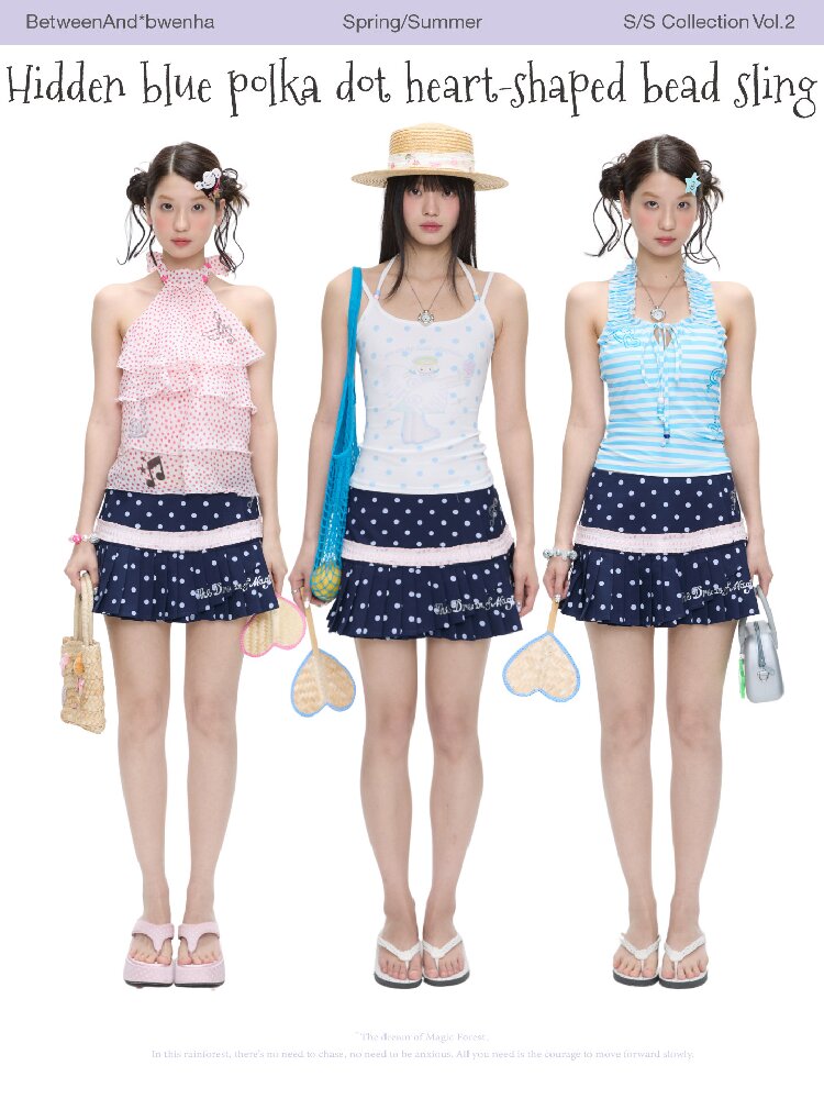Navy Blue Polka Dot Lace Skirt【s0000016399】