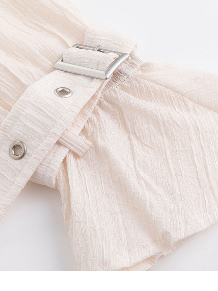 Gothic Pleated Ruffled Slim Shirt【s0000015450】