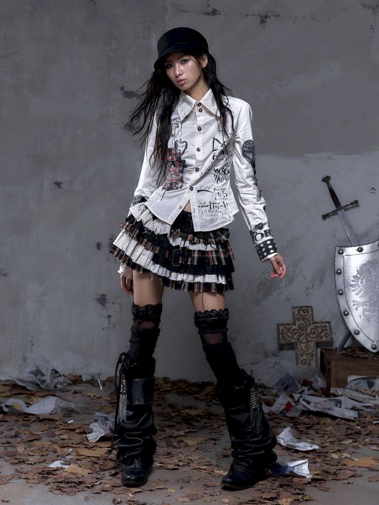 Heavy-Duty Plaid Tiered Skirt【s0000014477】