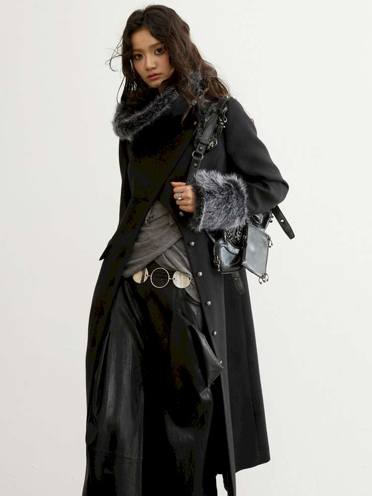 Diagonal Collar Waist Woolen Coat【s0000015197】