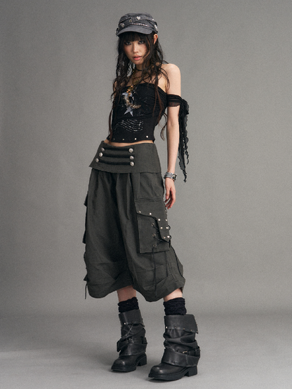 Mesh Knit Strapless Cropped Top【s0000017525】