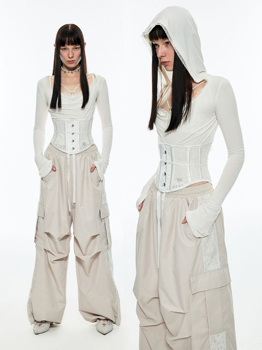 Herringbone lace waist corset【s0000006291】