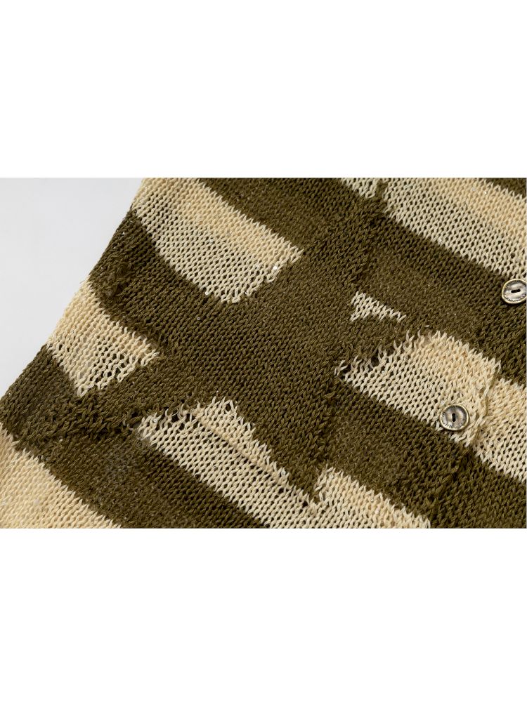 Striped knit loose bat-sleeve sunscreen hoodie【s0000012319】