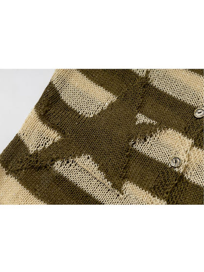 Striped knit loose bat-sleeve sunscreen hoodie【s0000012319】