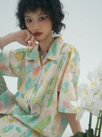 Full-print short-sleeved shirt【s0000012951】