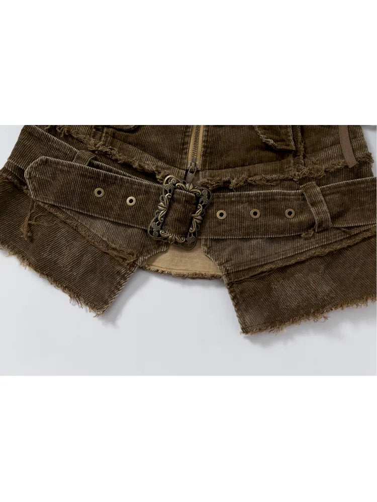 Corduroy Detachable Slim-Fit Hooded Jacket【s0000013952】