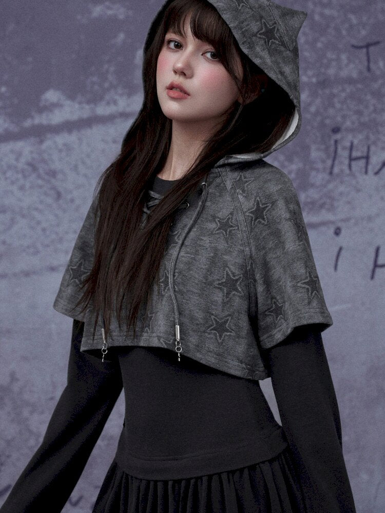 Gray Star Cat Ear Two-Piece Dress【s0000015441】