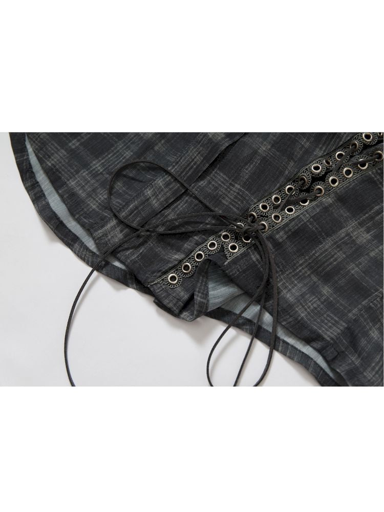 Polka dot plaid sun loose shirt【s0000012622】