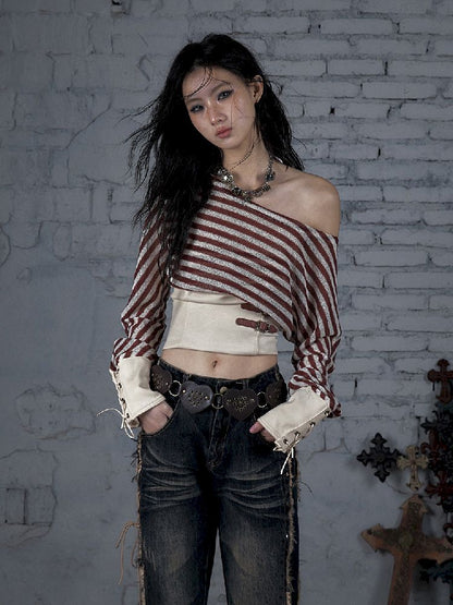 One Neck Tie Long Sleeve Short Top【s0000011832】