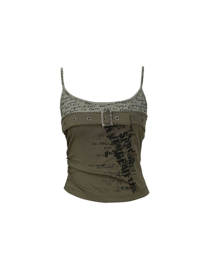 Belt Buckle Patchwork Cami Tank Top【s0000012641】