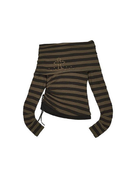 Stripe Knit Long Sleeve T-Shirt [S0000010395]