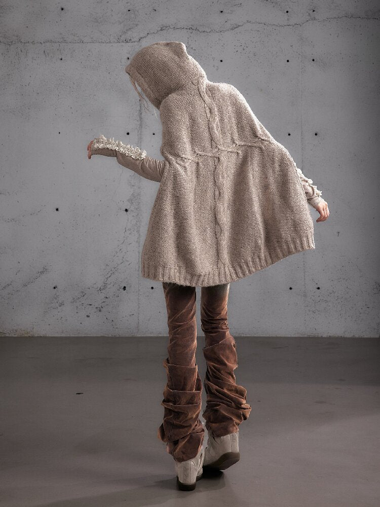 Twisted Knit Wool Cape Jacket【s0000019160】
