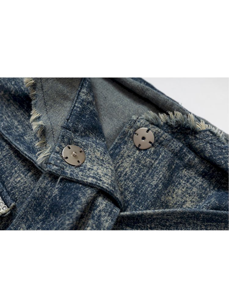 Hooded washed denim shirt dress skirt【s0000012784】