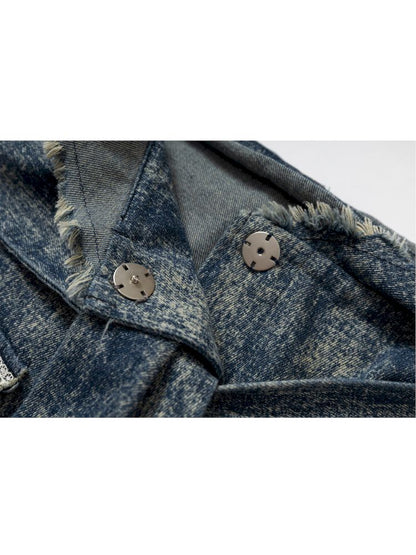 Hooded washed denim shirt dress skirt【s0000012784】