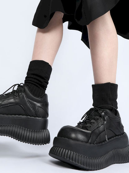 Gothic subculture lace up thick bottom shoes【s0000013710】