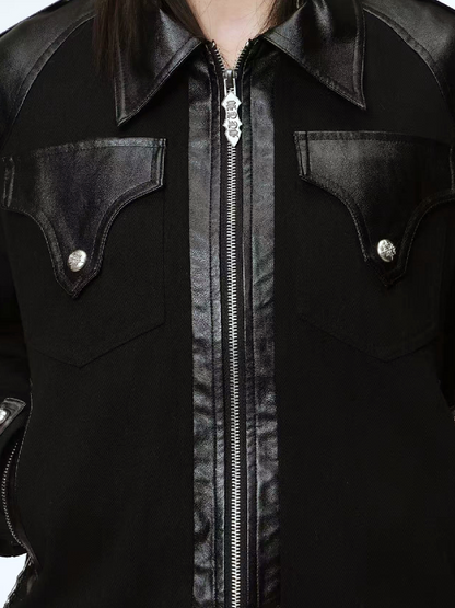 Brushed Patchwork Zipper Jacket【s0000018211】
