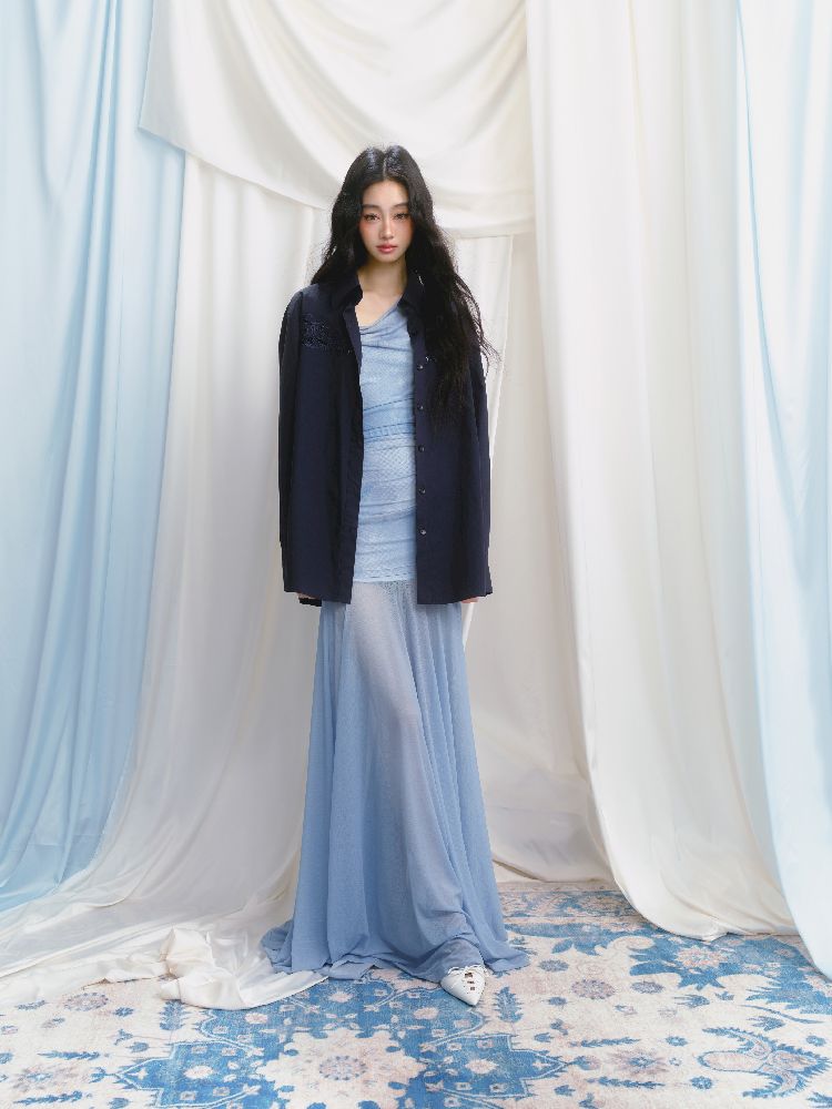 Tansparent a-line tulle dress【s0000012149】