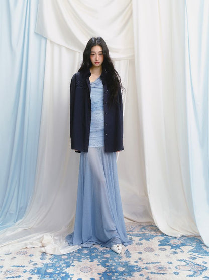 Tansparent a-line tulle dress【s0000012149】