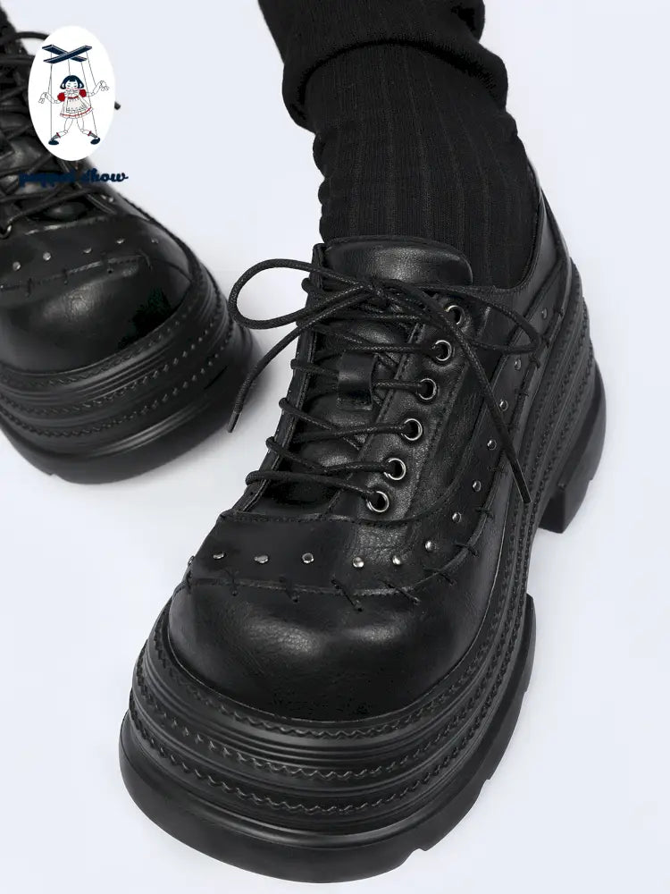 Gothic-Style Lace-Up Square-Toe Shoes【s0000014183】
