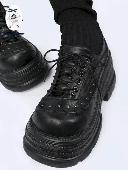 Gothic-Style Lace-Up Square-Toe Shoes【s0000014183】