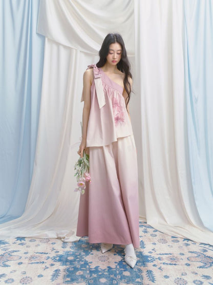 Slant Shoulder Niche Ambiance Dress【s0000012160】