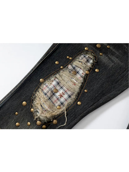 Distressed Straight-Leg Slim-Fit Jeans【s0000013946】