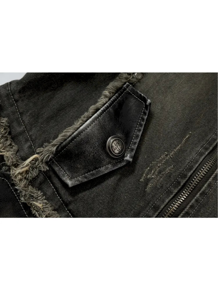 Denim Detachable Slim-Fit Hooded Jacket【s0000013951】
