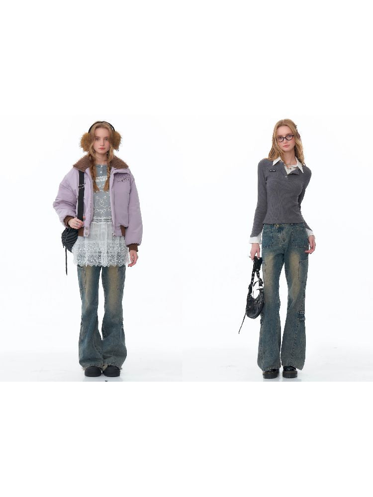 Straight Wide Leg Washed Jeans【s0000011489】