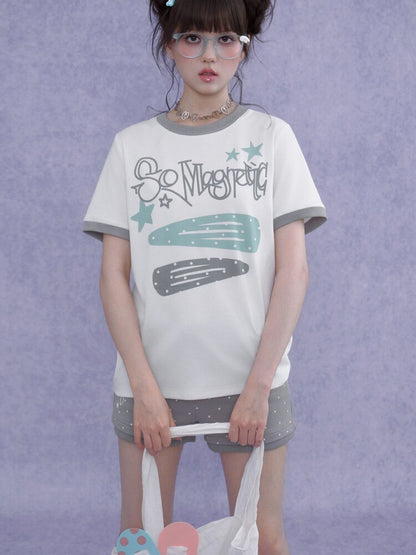 Print Crew Neck Short Sleeve T-Shirt【s0000016646】