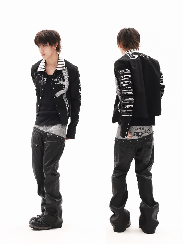 Twill Rhinestone Slogan Jacket【s0000018336】