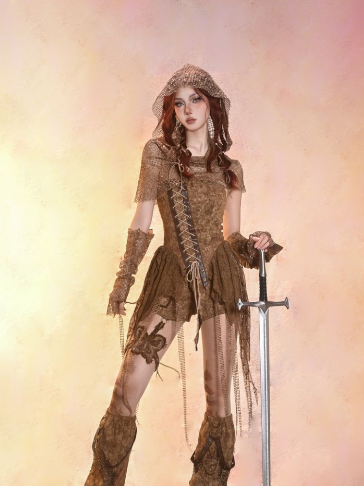 Aged Denim Asymmetric Plunge Top【s0000013508】