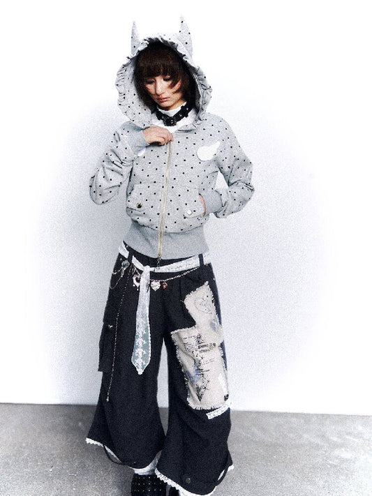 Light Asian Polka Dot Hooded Sweatshirt【s0000015972】