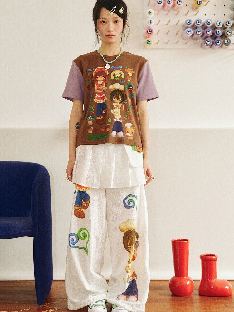 Mushroom Soup Printed Short Sleeve Top【s0000018701】